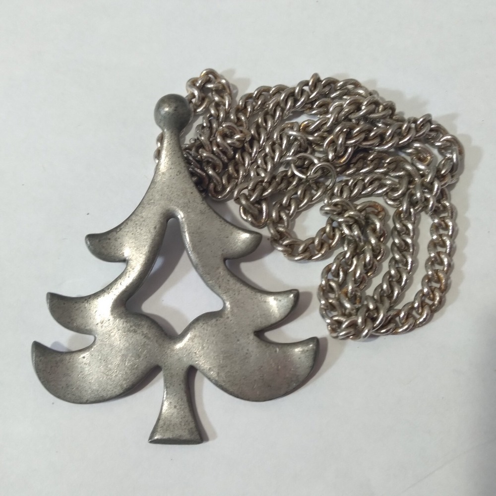 Reed & Barton Necklace Pendant Pewter Christmas Tree Holiday